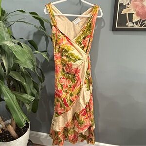 Gibson Latimer Floral Print True Wrap Dress sz Large